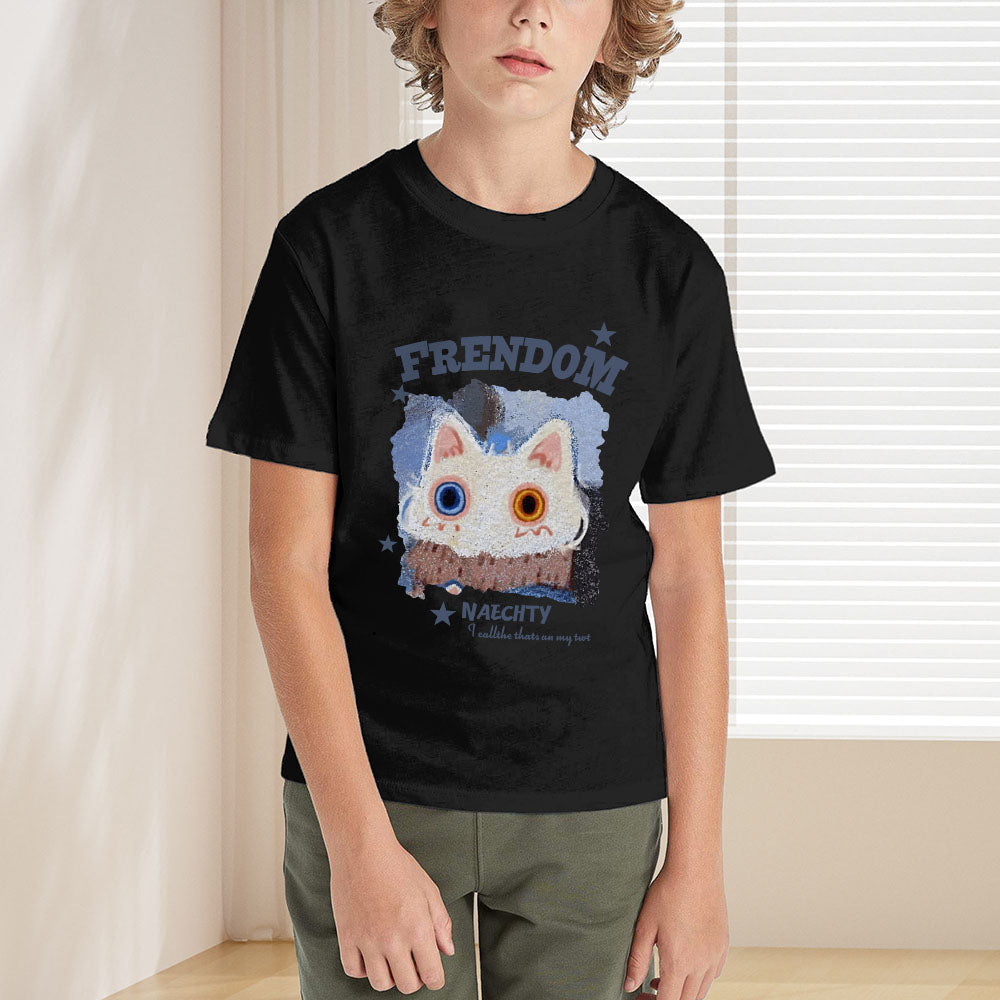 Round-necked 100% cotton children's T-shirt-Double-sided design [Official orders from TEMU, TK, SHEIN]