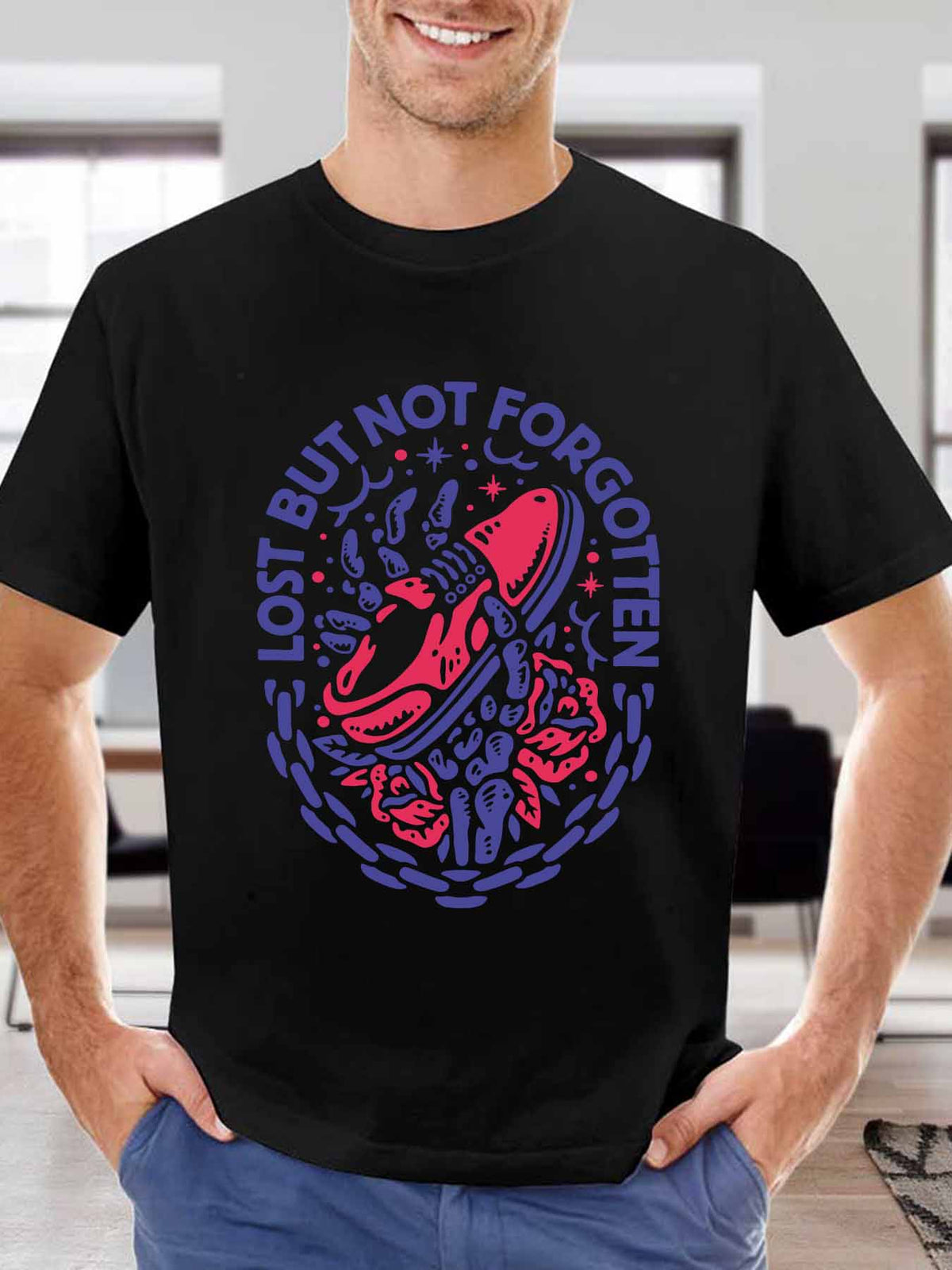 180G Men's T-shirt with double-sided hot stamping design [Los Angeles Garment Factory] [Official orders from TEMU, TK, and SHEIN]