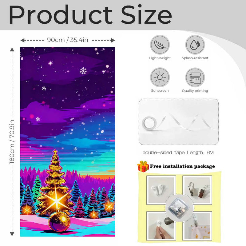 Fluorescent Christmas Door Curtain (with hooks and double-sided tape) [West America Factory] [Official TEMU, TK, SHEIN order]